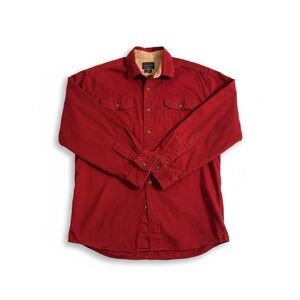 Wrangler Red Button-Up Shirt with Contrast Collar